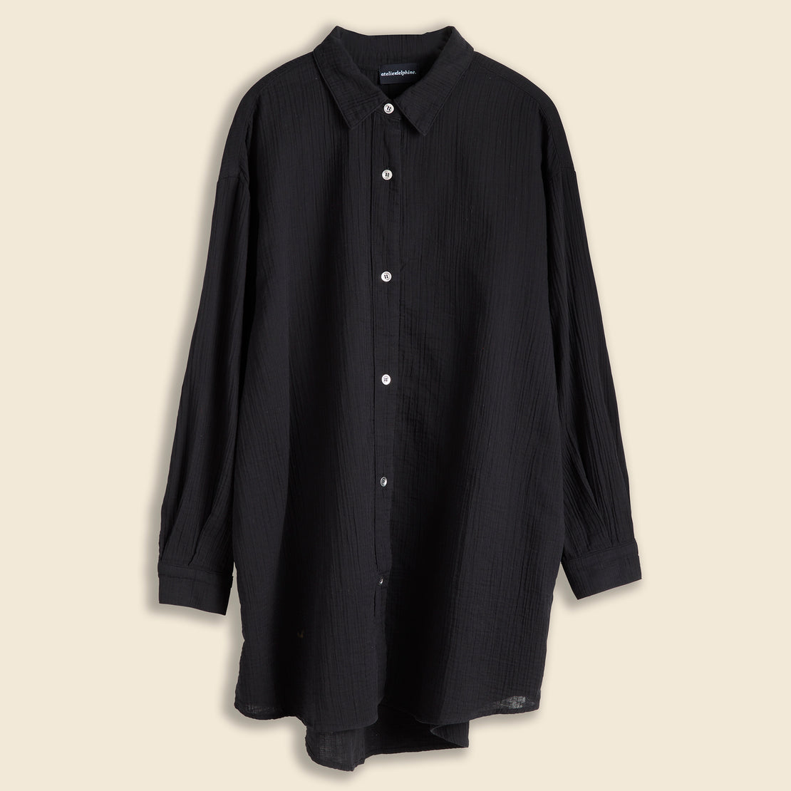 Atelier Delphine Oversized Overlay Gauze Shirt - Black