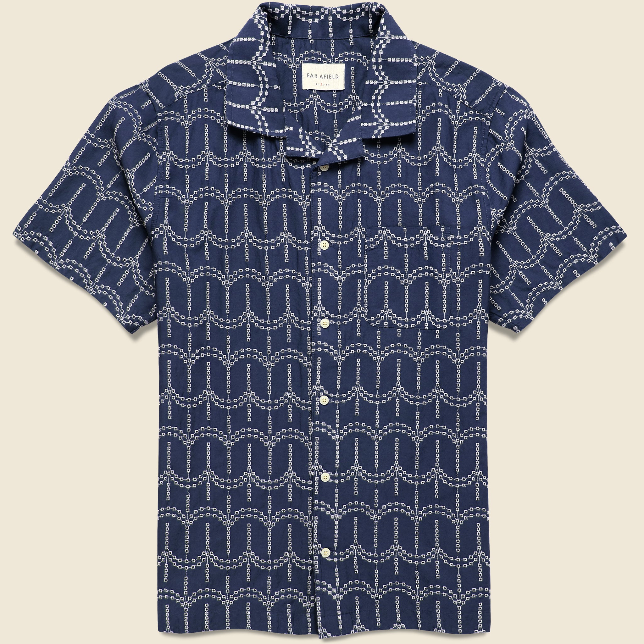 Stachio Shirt - Palm Tree Navy - Far Afield - STAG Provisions - Tops - S/S Woven - Other Pattern