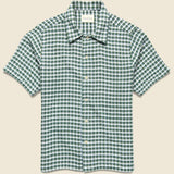 Busey Shirt - Dobby Check Green - Far Afield - STAG Provisions - Tops - S/S Woven - Plaid