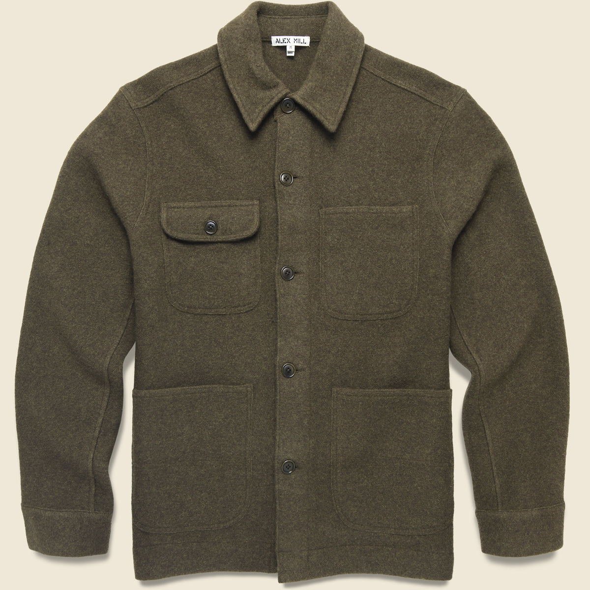 Boiled Wool Work Jacket - Olive