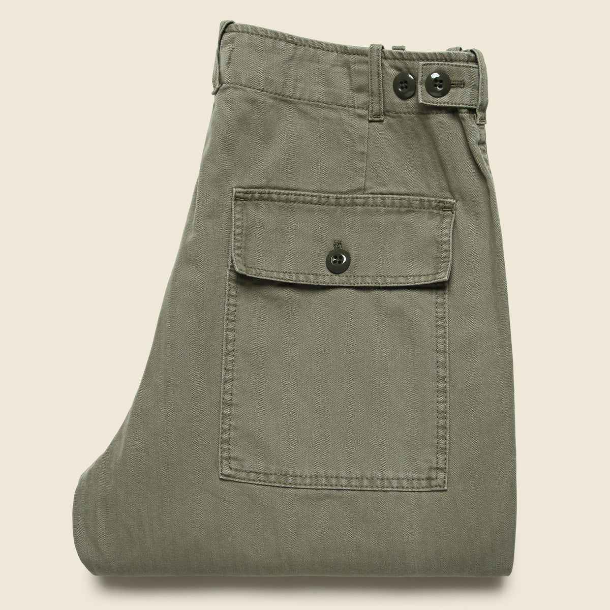 Herringbone Field Pant - Olive