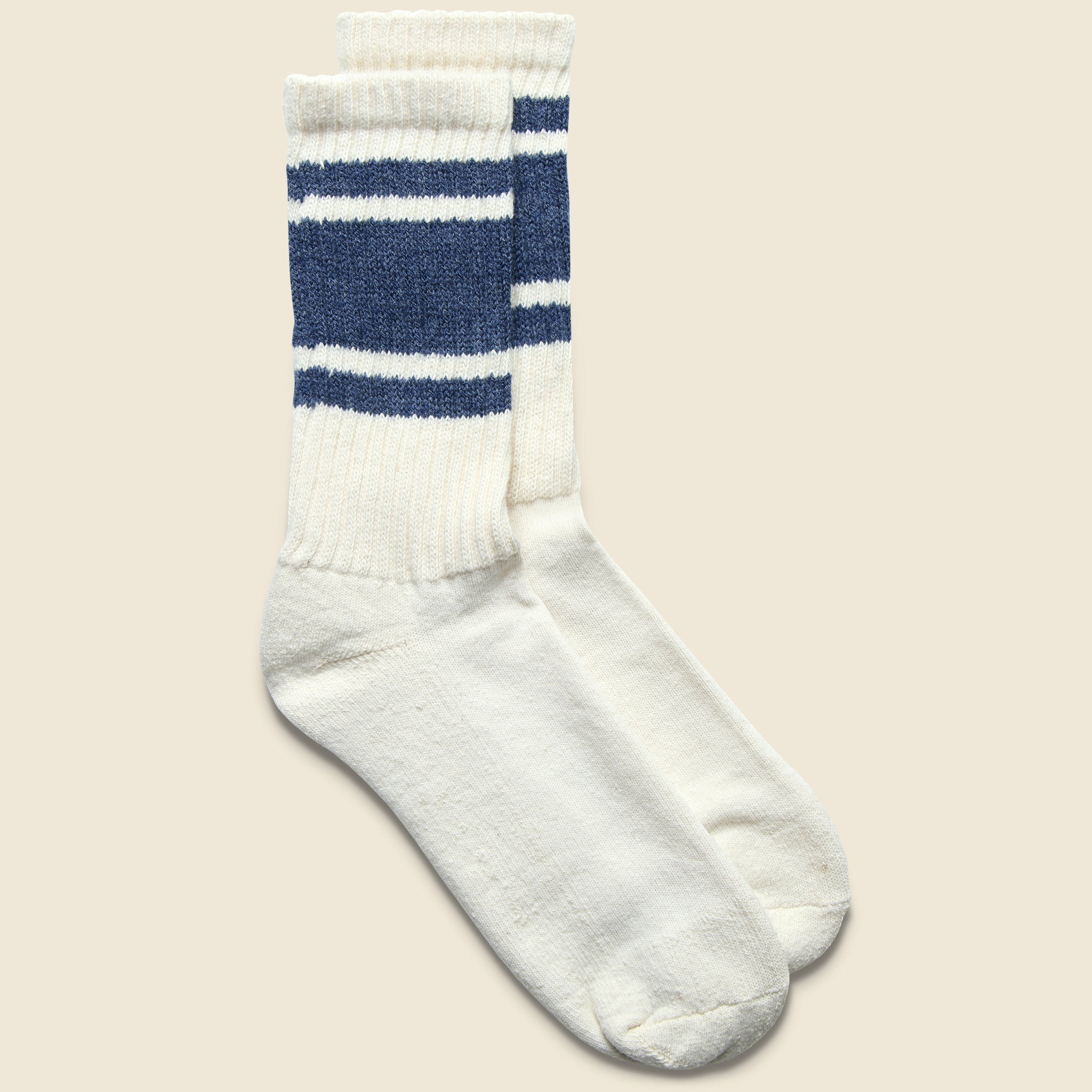 Retro Mono Stripe Crew Sock - Denim Heather