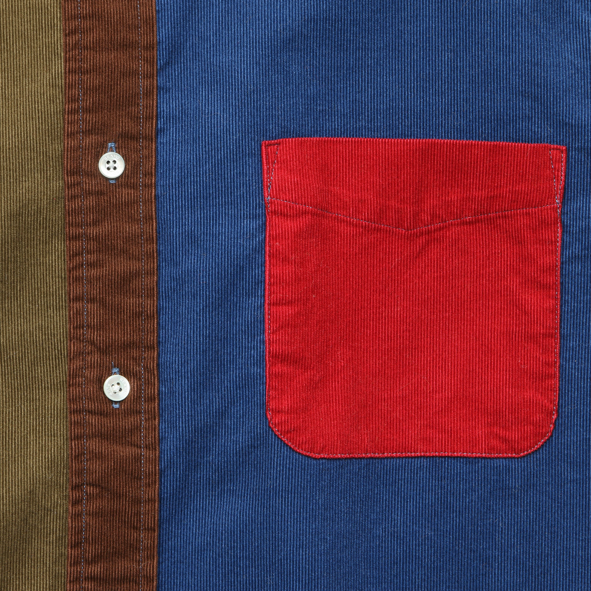 Corduroy Panel Shirt - Red/Multi