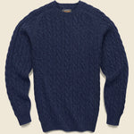 Cable Crewneck Sweater - Navy - BEAMS+ - STAG Provisions - Tops - Sweater