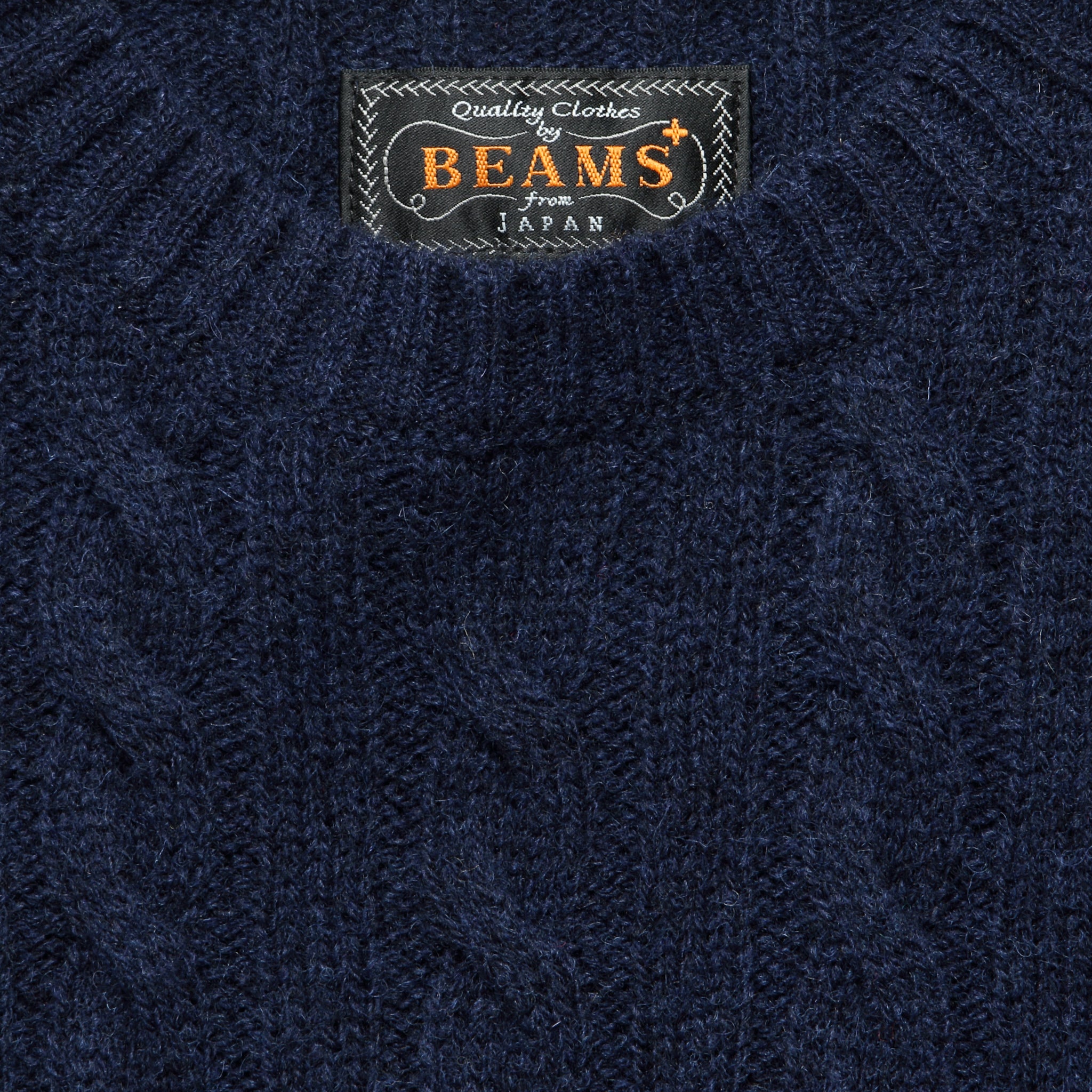 Cable Crewneck Sweater - Navy - BEAMS+ - STAG Provisions - Tops - Sweater