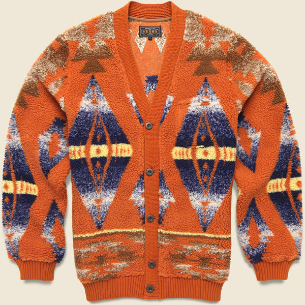 Boa Jacquard Cardigan - Orange