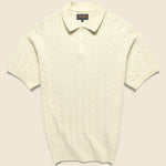 Cable Knit Polo - White - BEAMS+ - STAG Provisions - Tops - S/S Knit