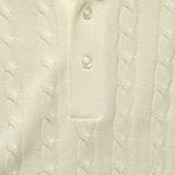 Cable Knit Polo - White - BEAMS+ - STAG Provisions - Tops - S/S Knit