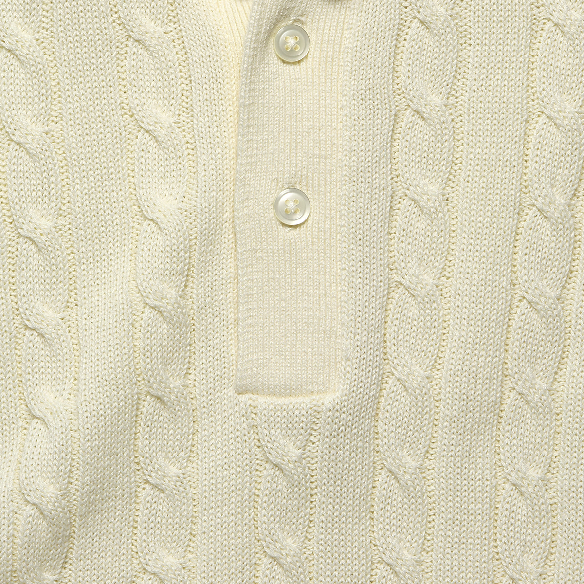 Cable Knit Polo - White