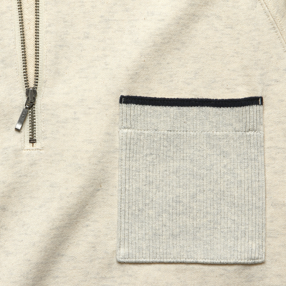 Half-Zip Fleece Polo - Oatmeal - BEAMS+ - STAG Provisions - Tops - S/S Knit