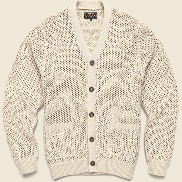 Argyle Mesh Cardigan - Beige