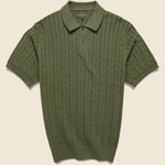 Cable Knit Polo - Olive - BEAMS+ - STAG Provisions - Tops - S/S Knit