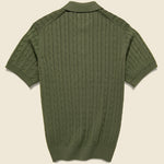 Cable Knit Polo - Olive - BEAMS+ - STAG Provisions - Tops - S/S Knit