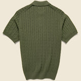 Cable Knit Polo - Olive - BEAMS+ - STAG Provisions - Tops - S/S Knit