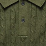 Cable Knit Polo - Olive - BEAMS+ - STAG Provisions - Tops - S/S Knit