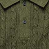 Cable Knit Polo - Olive - BEAMS+ - STAG Provisions - Tops - S/S Knit