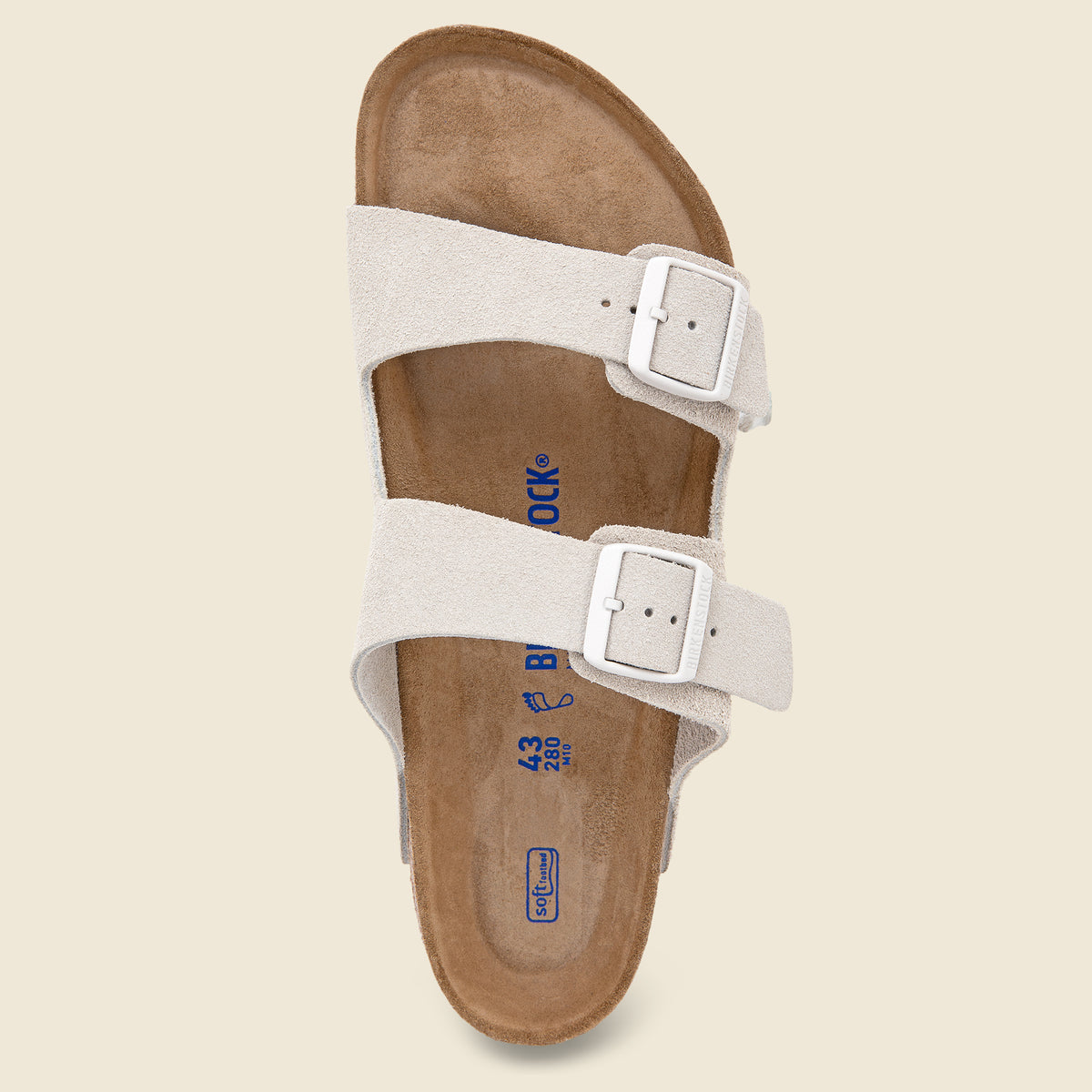 BIRKENSTOCK MEN SUEDE CORK ARIZONA SANDALS ANTIQUE WHITE‎ NARROW NIB US 10 EU 43 Arizona Suede Sandal - Antique White/Suede main image 2