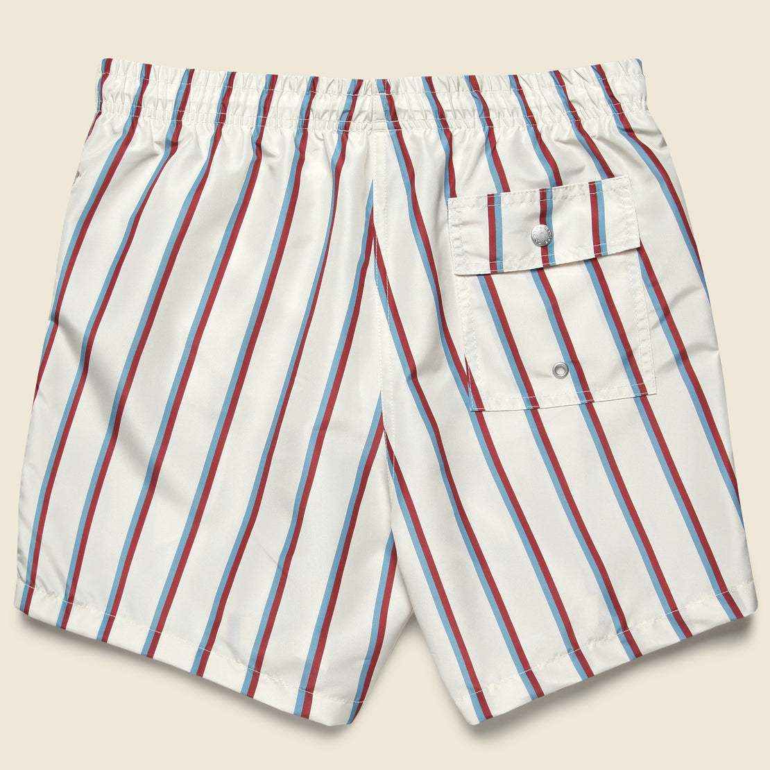 Fine Stripe Swim Trunk - White/Red/Blue - Bather - STAG Provisions - Shorts - Swim