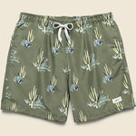 5.5" Cactus Print Swim Trunks - Dark Green - Bather - STAG Provisions - Shorts - Swim