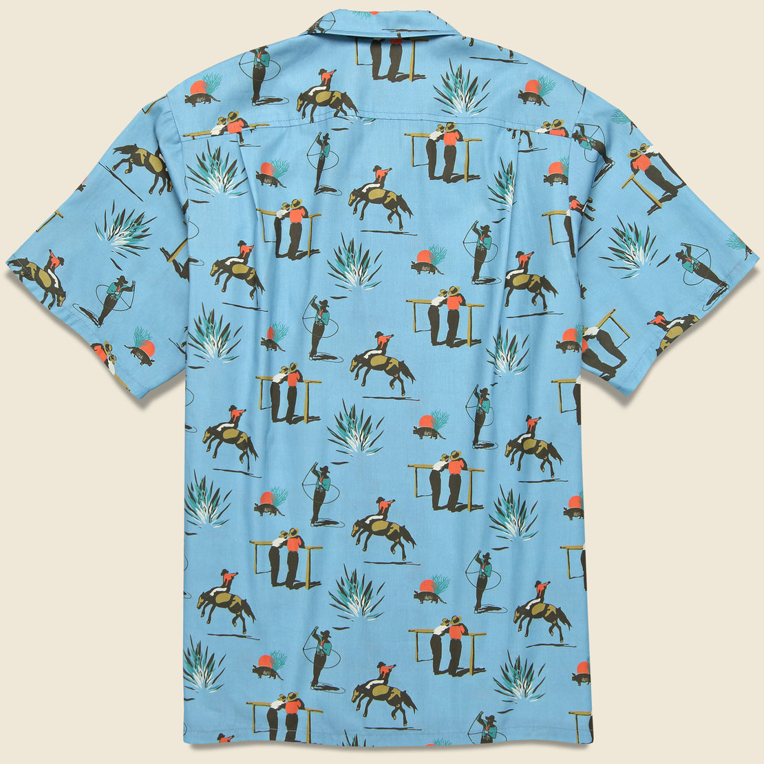 Cowboy Print Camp Shirt - Light Blue - Bather - STAG Provisions - Tops - S/S Woven - Other Pattern