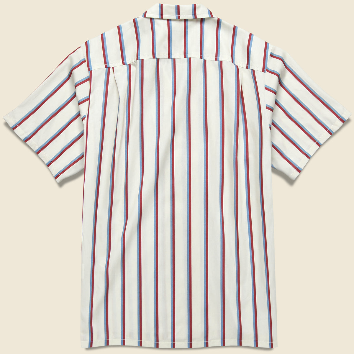 Colosseum Men's White Striped Camp Shirt with Left Chest Logo SM