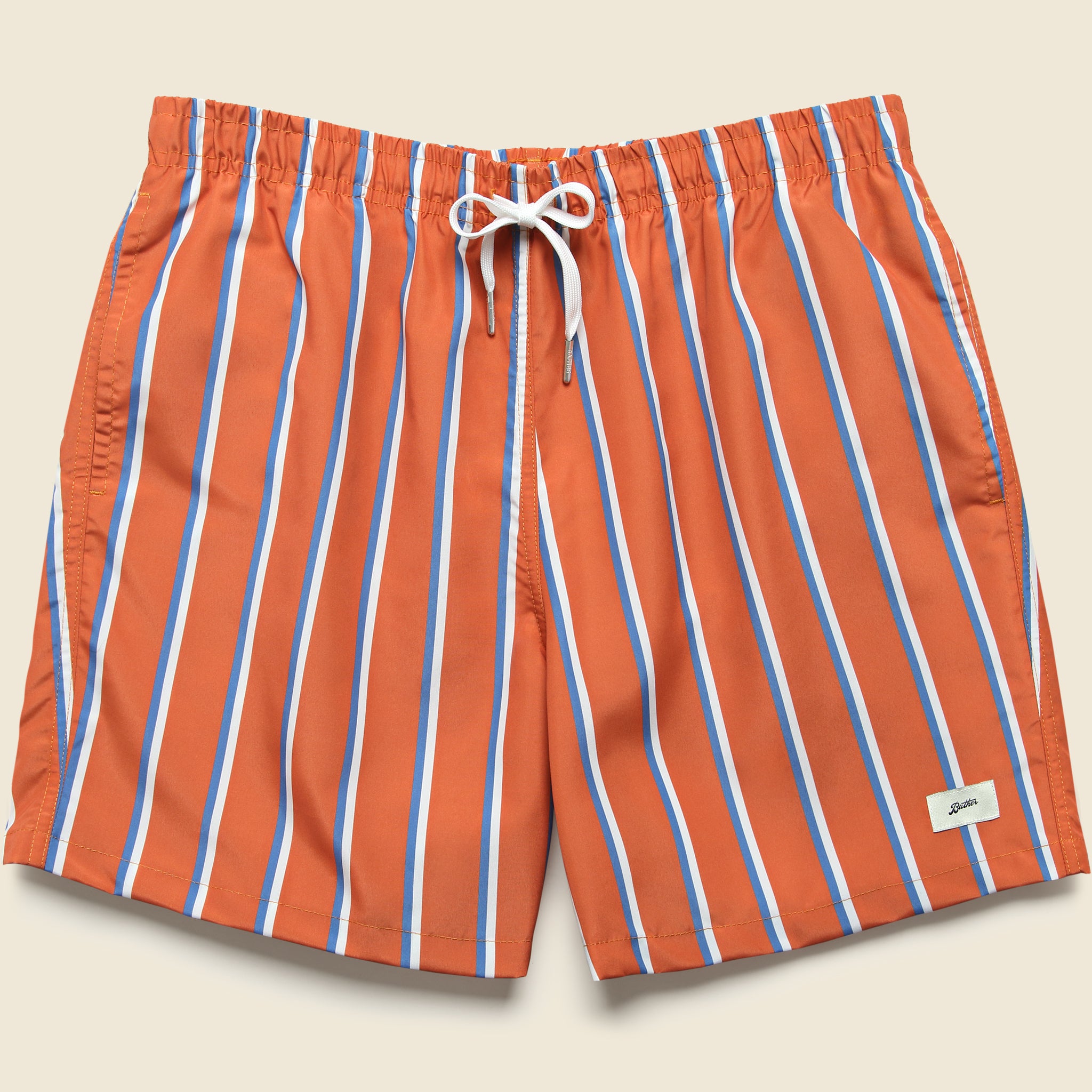 5.5" Fine Stripe Swim Trunks - Orange/Blue/White - Bather - STAG Provisions - Shorts - Swim