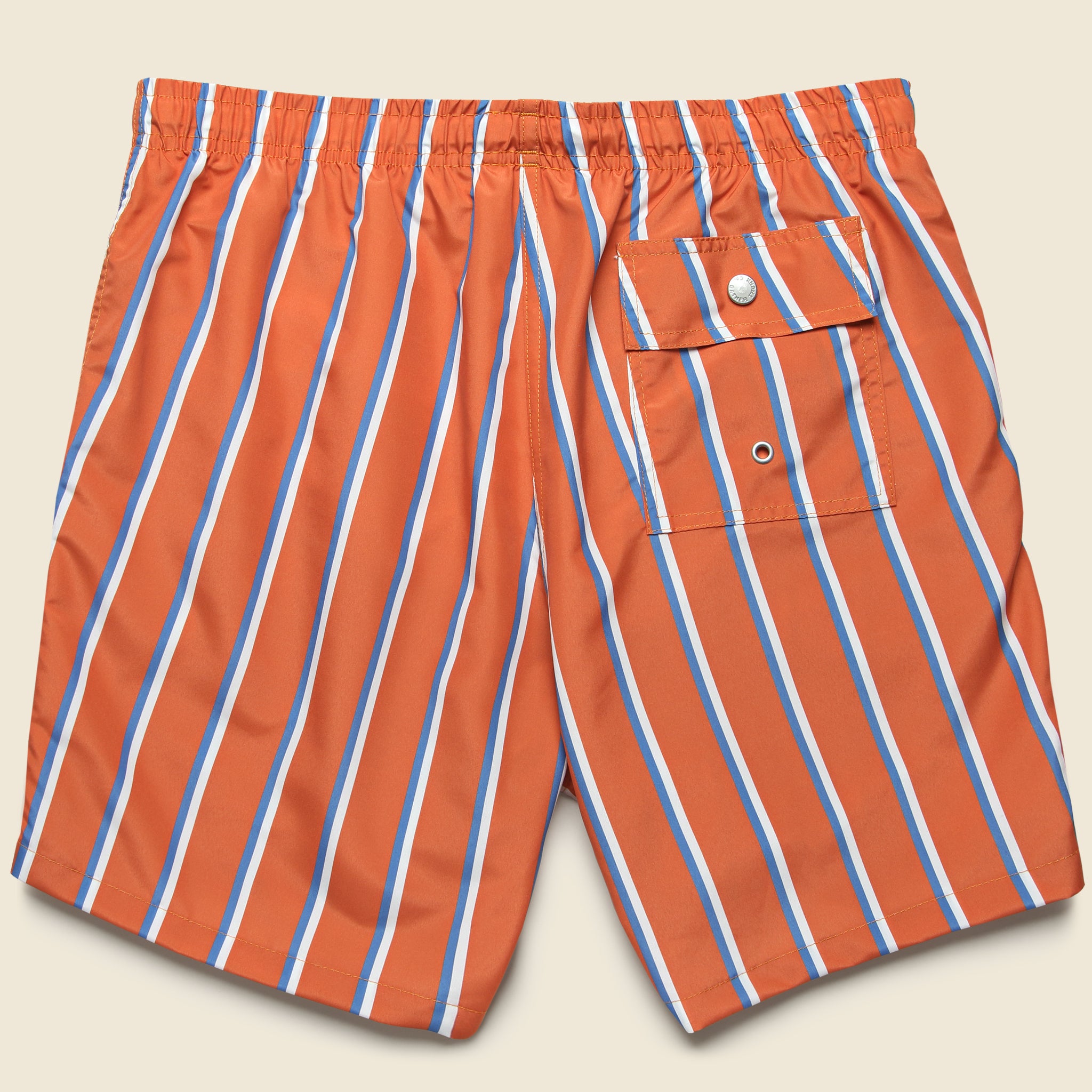 5.5" Fine Stripe Swim Trunks - Orange/Blue/White - Bather - STAG Provisions - Shorts - Swim