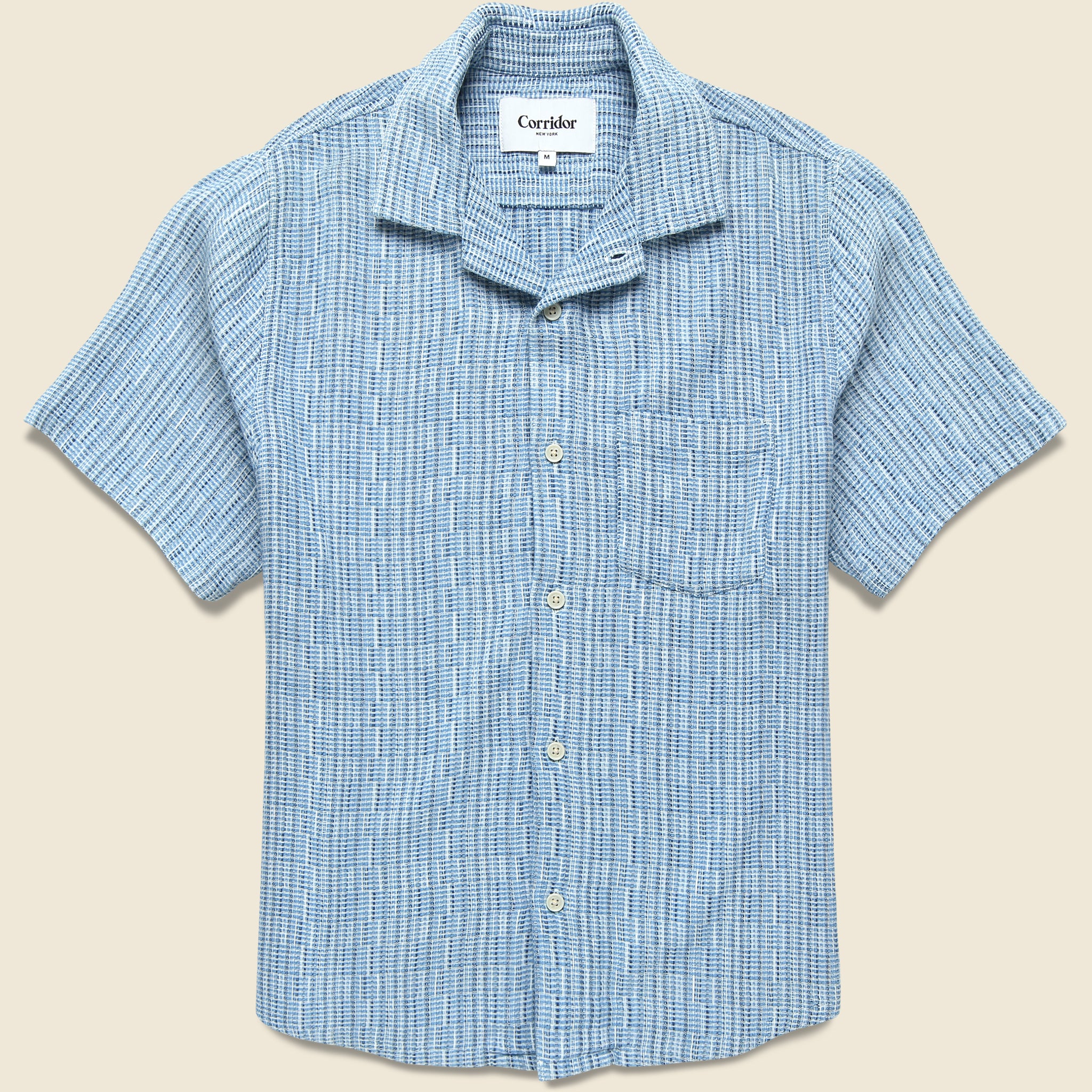 Rainbow Weave Camp Shirt - Indigo - Corridor - STAG Provisions - Tops - S/S Woven - Other Pattern