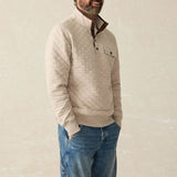 Epic Quilted Fleece Pullover - Oatmeal Melange - Faherty - STAG Provisions - Tops - Fleece / Sweatshirt