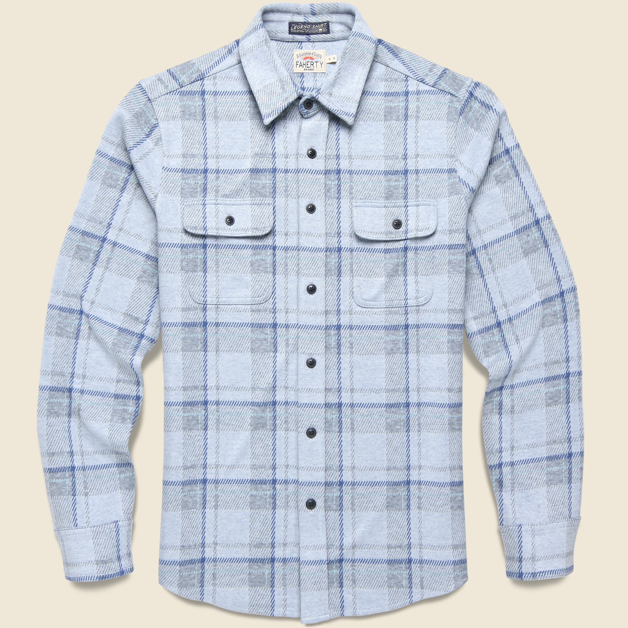 Legend Sweater Shirt - Marine Sky Plaid - Faherty - STAG Provisions - Tops - L/S Woven - Plaid