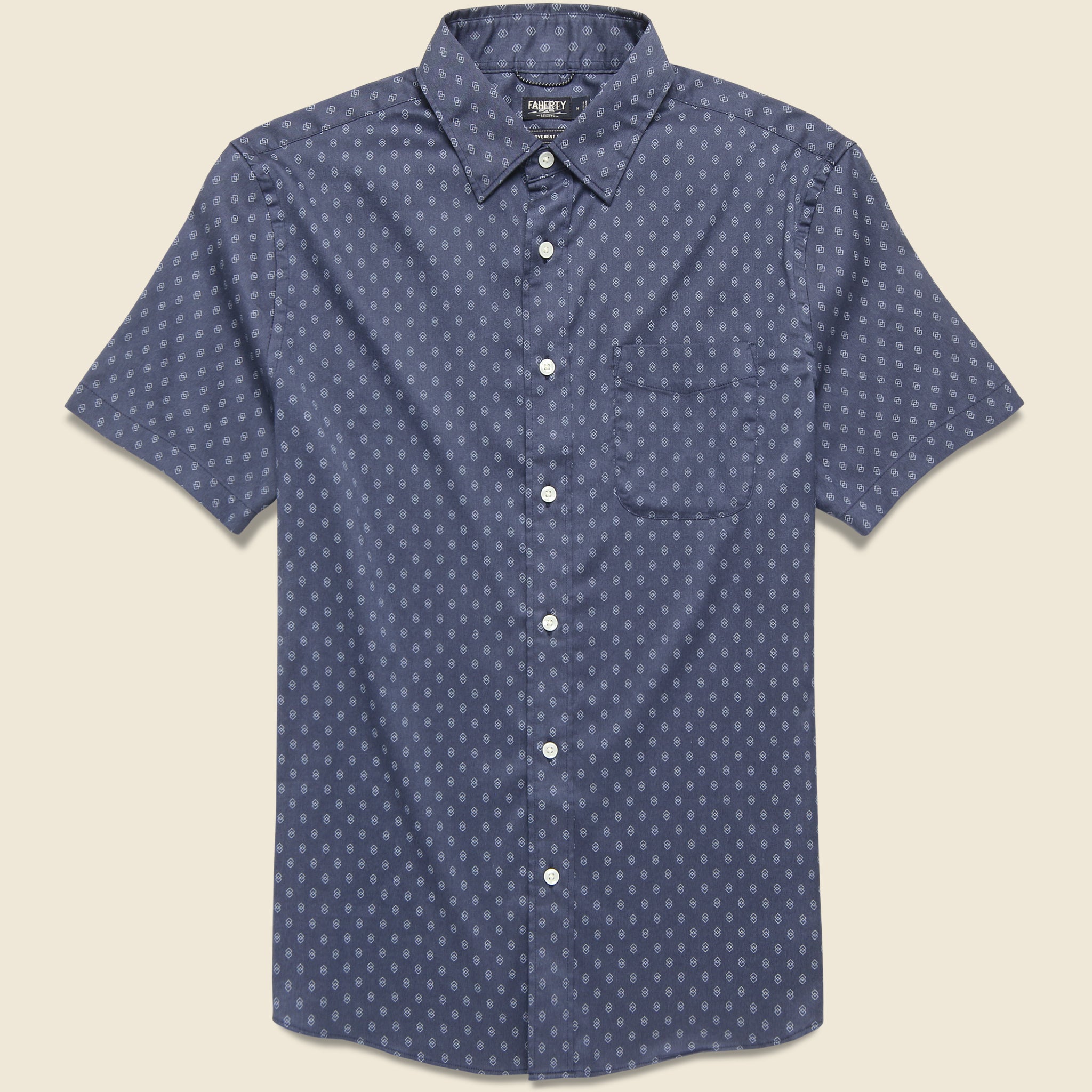 Movement Shirt - Navy Dusk Diamond Print - Faherty - STAG Provisions - Tops - S/S Woven - Other Pattern