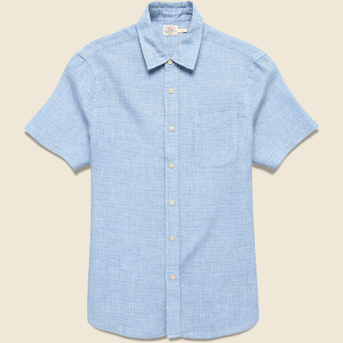 Faherty Palma Linen Shirt - Blue Basketweave