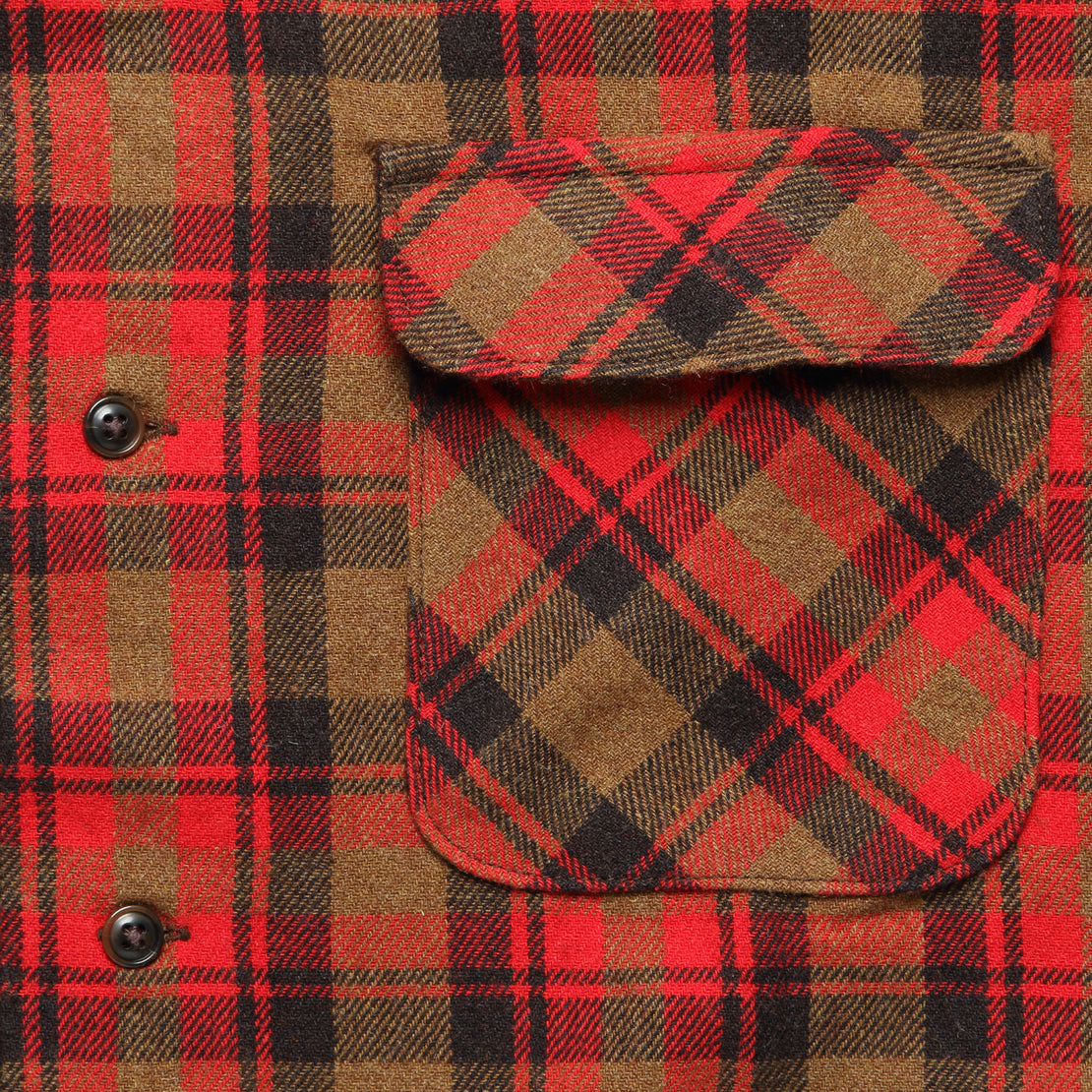 Buckner Wool Camp Shirt - Red Dark Earth/Brown Plaid - Filson - STAG Provisions - Tops - L/S Woven - Plaid