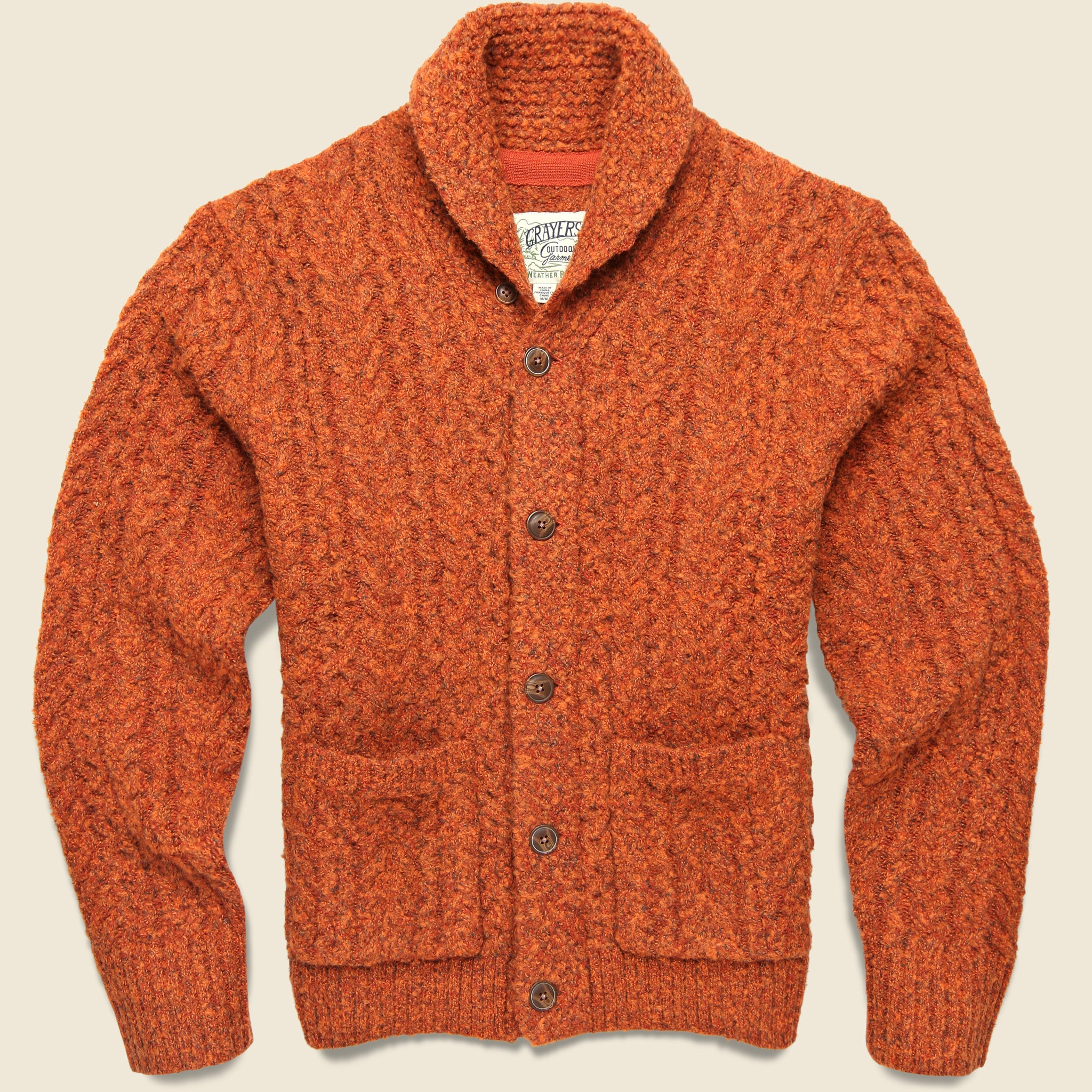 Chunky Knit Cardigan Burnt Orange Sweater Cardigan Melange Cable