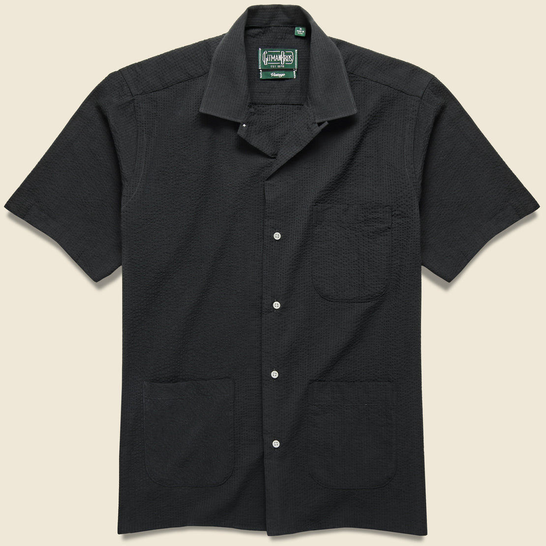 Gitman Vintage Seersucker Guayabera Shirt - Black
