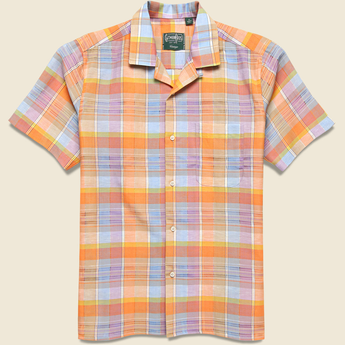 Gitman Vintage Ghost Weave Camp Shirt - Orange