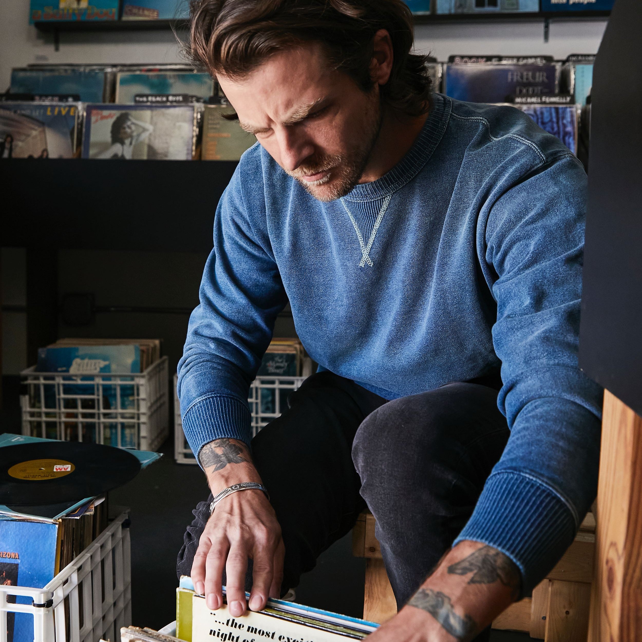 French Terry Sweatshirt - Washed Indigo - RRL - STAG Provisions - Tops - Fleece / Sweatshirt