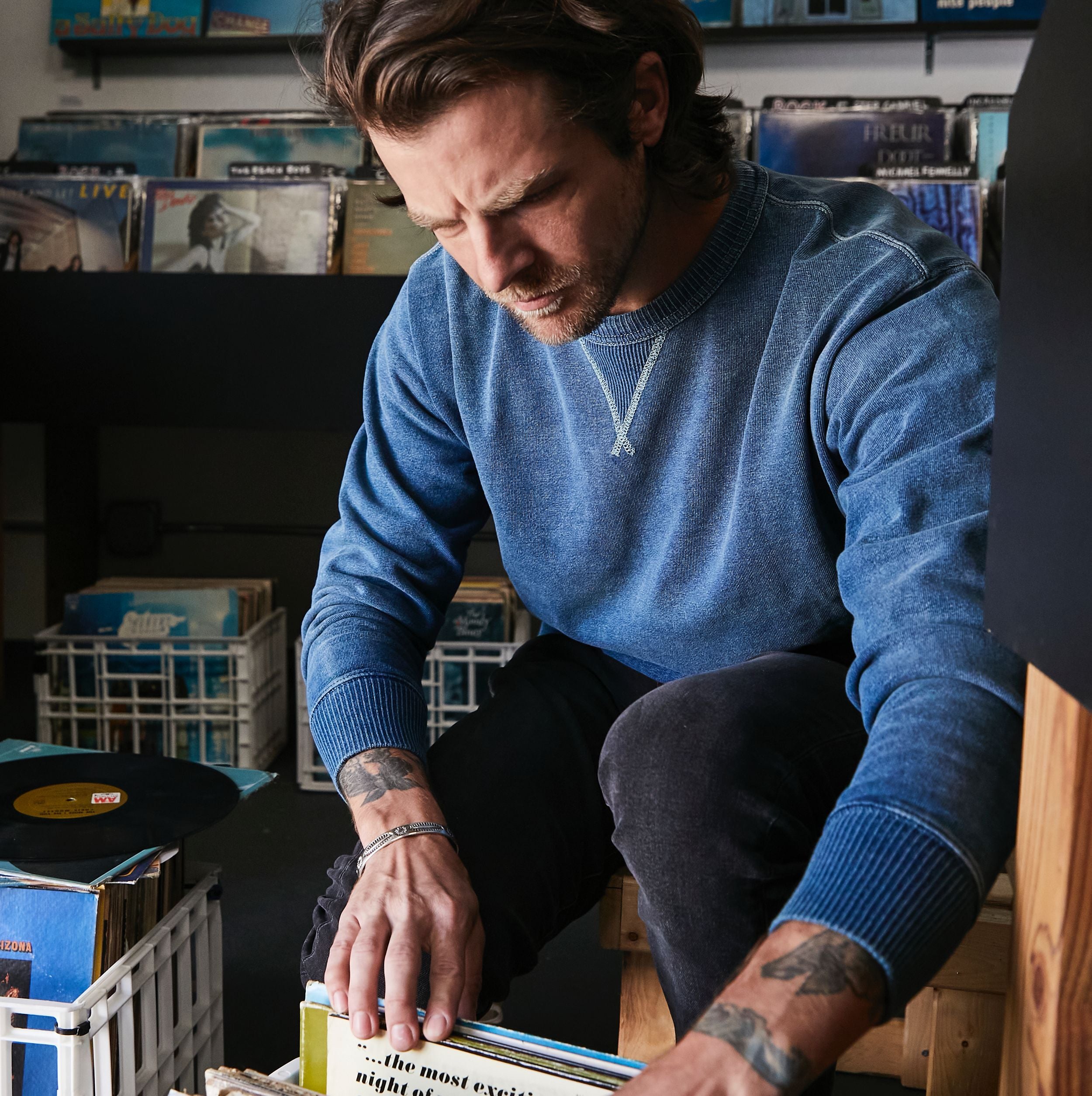 French Terry Sweatshirt - Washed Indigo - RRL - STAG Provisions - Tops - Fleece / Sweatshirt