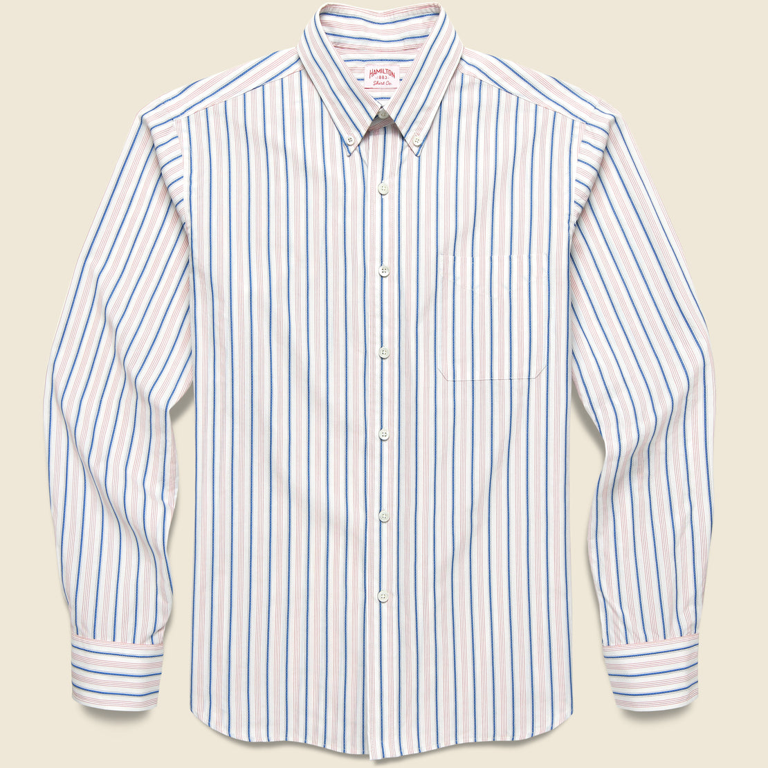 Hamilton Shirt Co. Textured Stripe Shirt - White/Cobalt/Dusty Rose