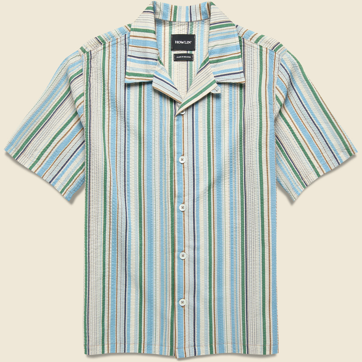 Cocktail Seersucker Shirt - Tropical Stripes