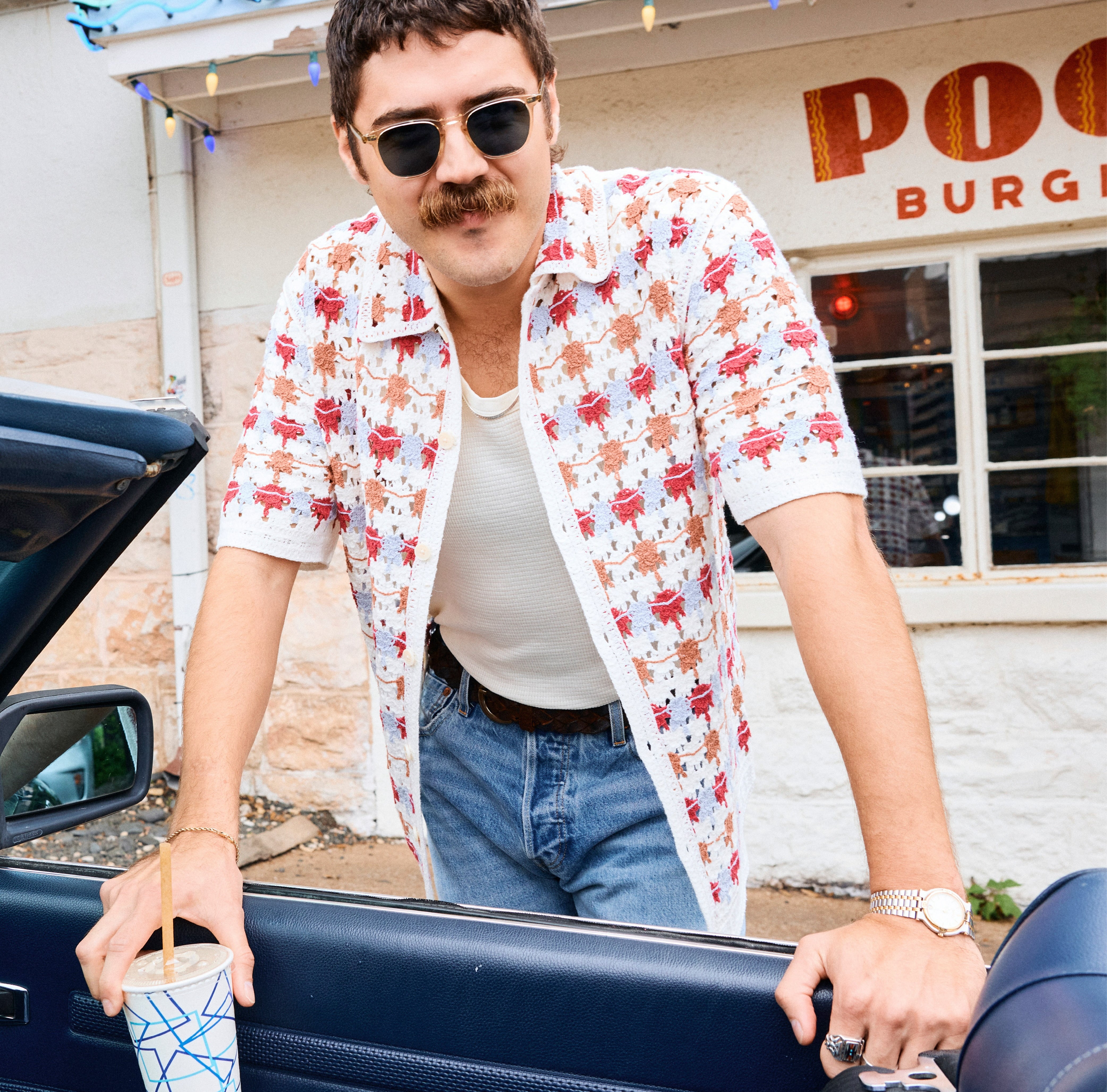 Crochet Porto Shirt - Ecru - Wax London - STAG Provisions - Tops - S/S Knit