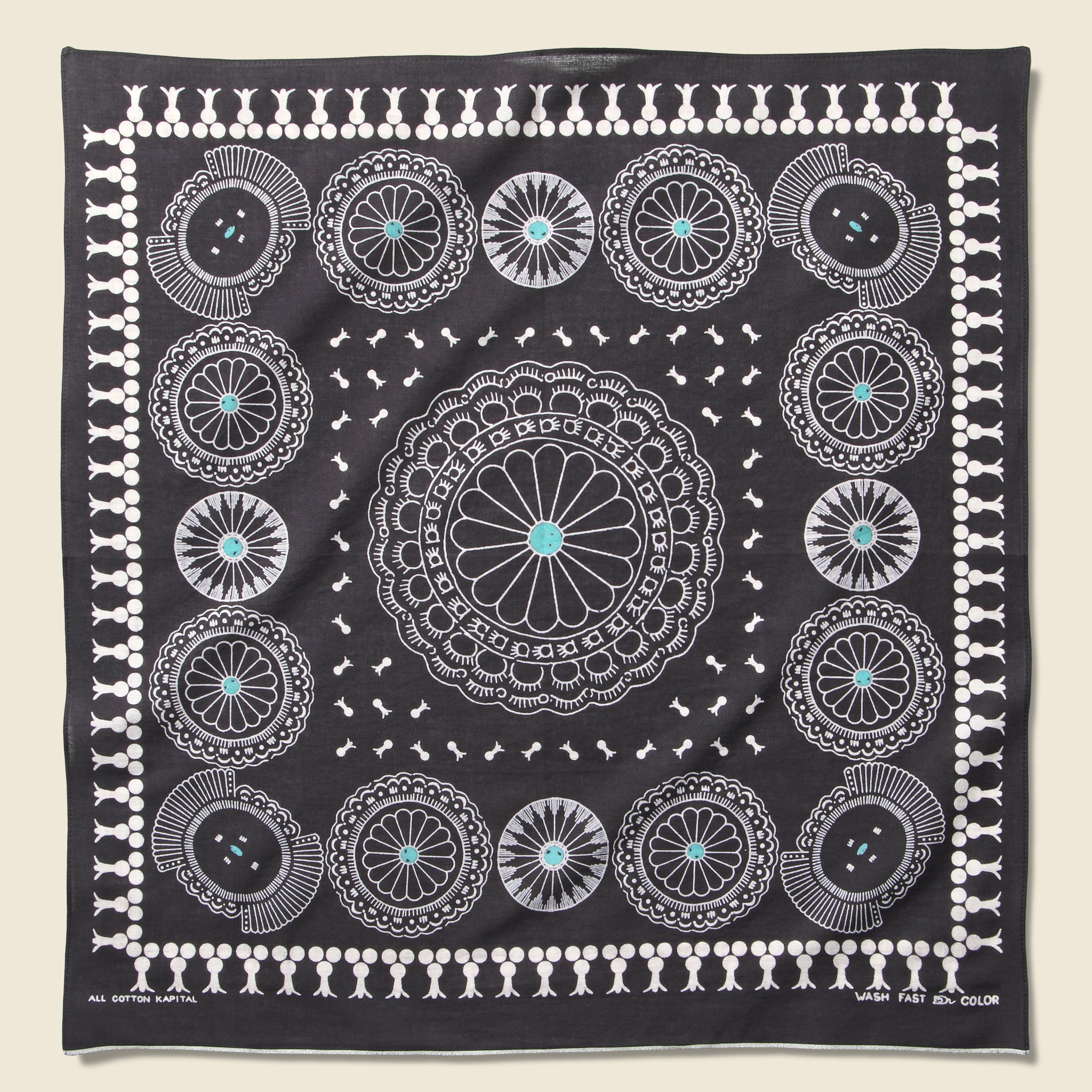 Fastcolor Selvedge Concho Bandana - Black - Kapital - STAG Provisions - Accessories - Bandanas
