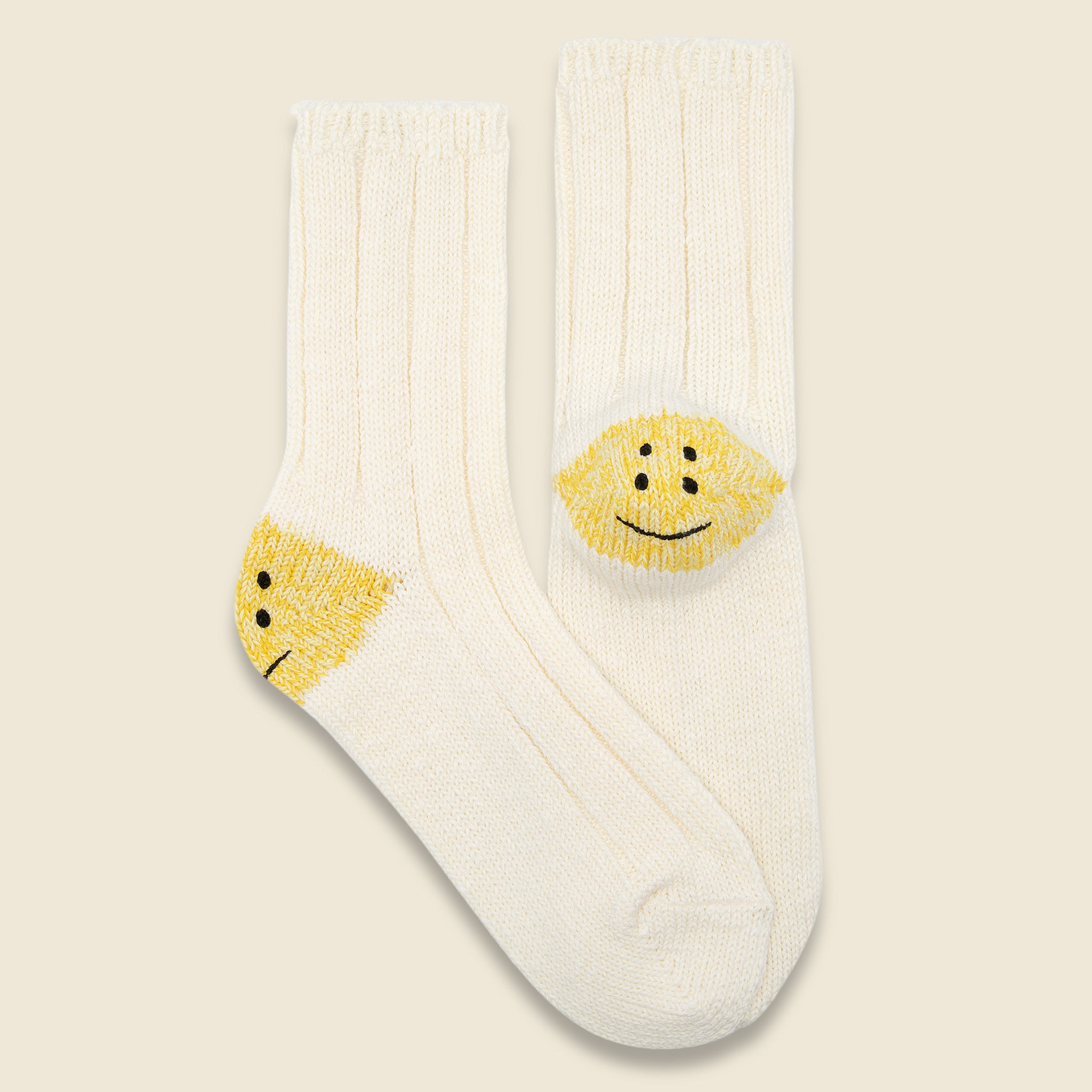 Rainbowy Happy Heel Socks - White - Kapital - STAG Provisions - Accessories - Socks
