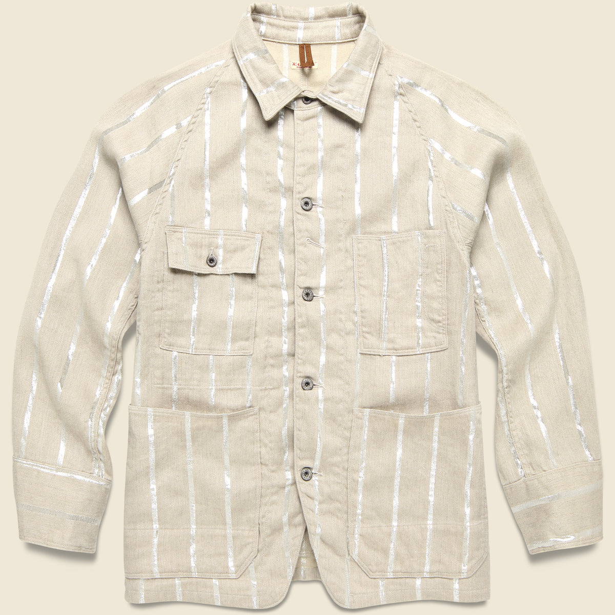 キャピタル　LINEN STRIPE CACTUS COVERALL Kapital Linen Shadow Stripe Cactus Coverall, Gold – Glasswing