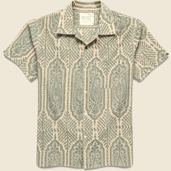 Paisley Block Print Shirt - Sage
