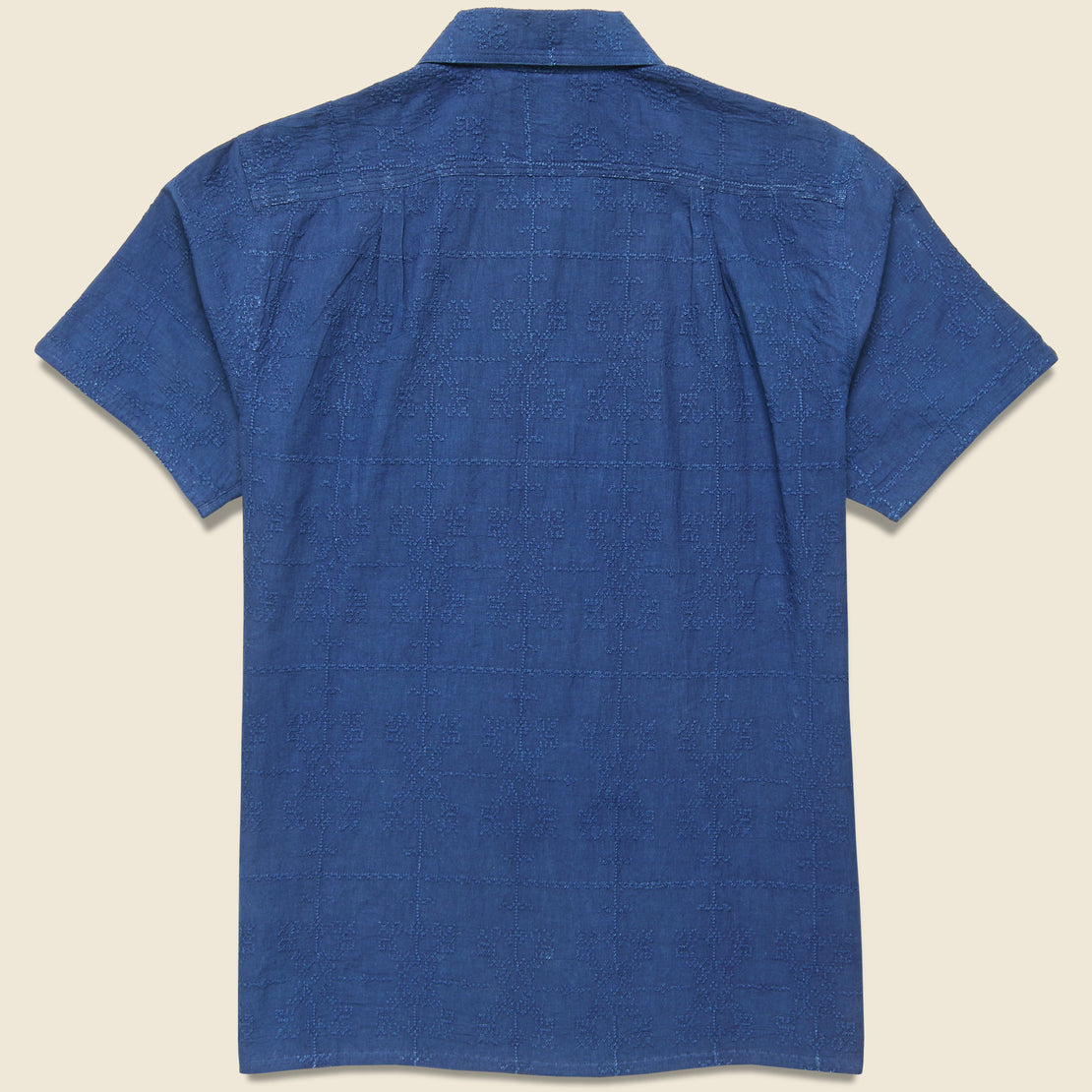 Schiffli Embroidered Shirt - Indigo - Kardo - STAG Provisions - Tops - S/S Woven - Solid