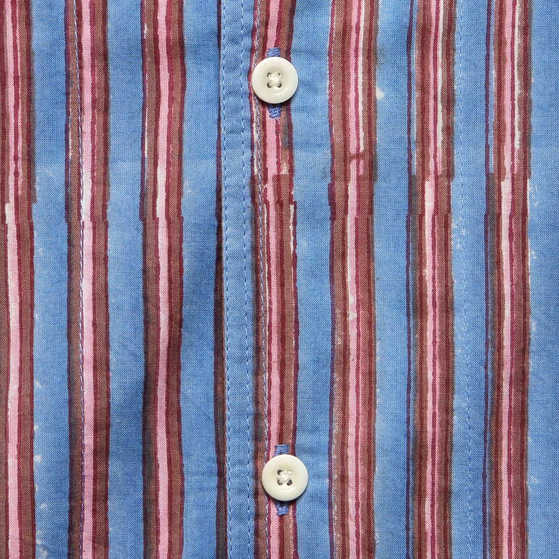 Striped Block Print Shirt - Indigo - Kardo - STAG Provisions - Tops - S/S Woven - Stripe