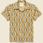 Geo Tile Block Print Shirt - Gold - Kardo - STAG Provisions - Tops - S/S Woven - Other Pattern