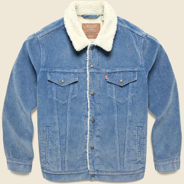Relaxed Fit Sherpa Trucker Jacket - Blue Spring Cord