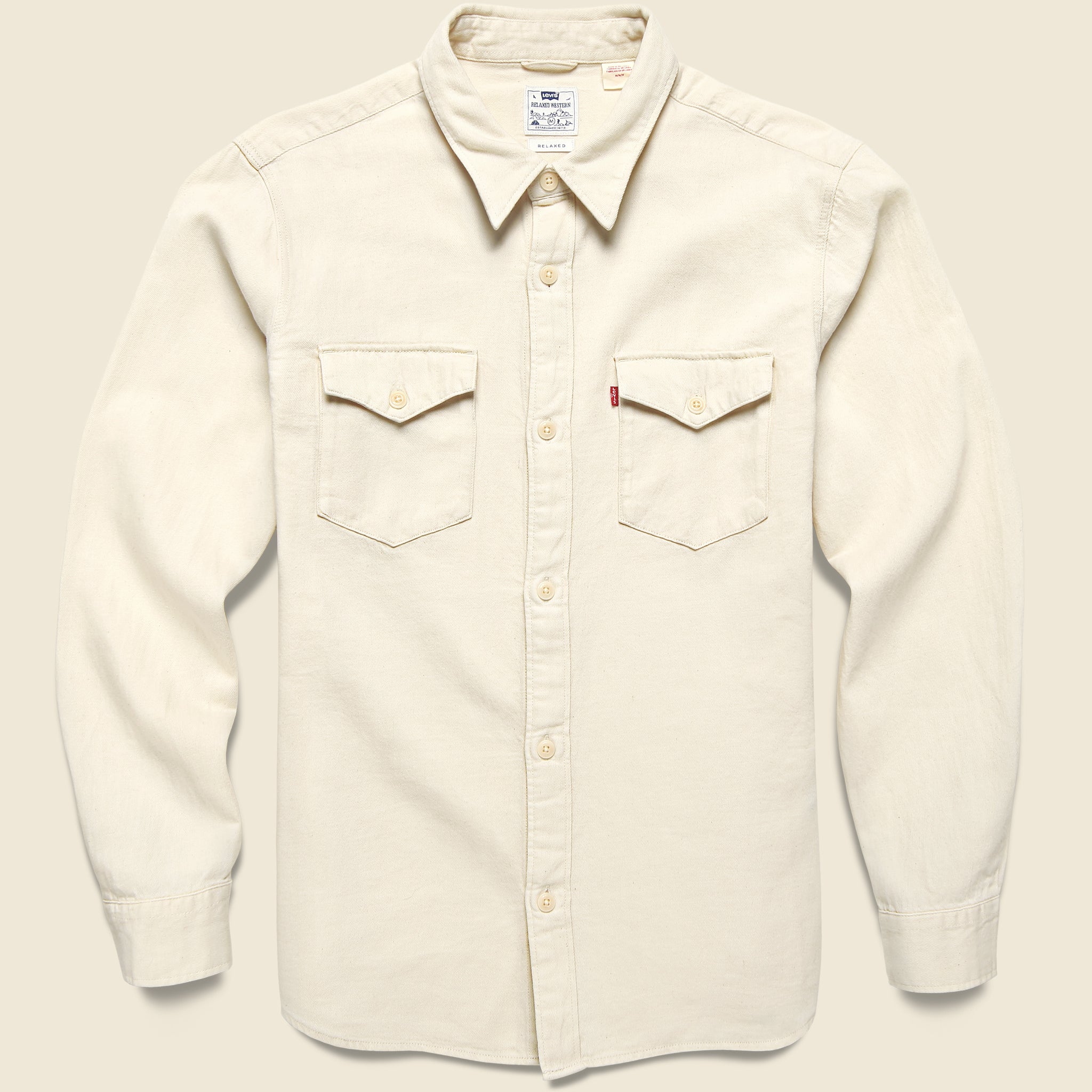 Relaxed Fit Western Shirt - Ecru Relaxed Fit Western Shirt - Ecru